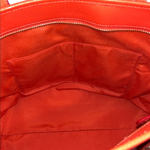 Coach Red Leather City Tote Bag Zip Top - Picture 9 of 11